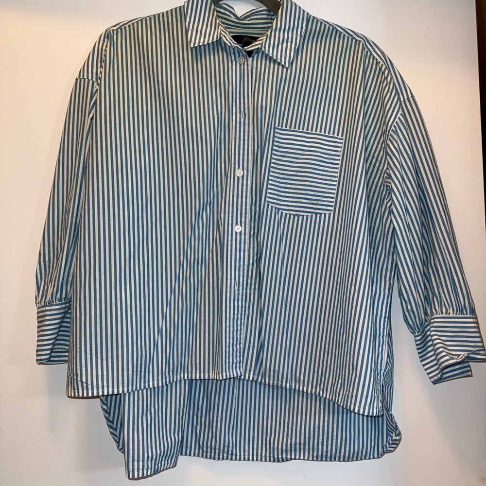 J. Crew Blue and White Striped Shirt
